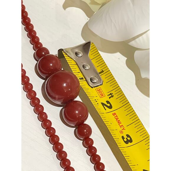 Dark Red Cherry Double Layered Necklace - Picture 5 of 5